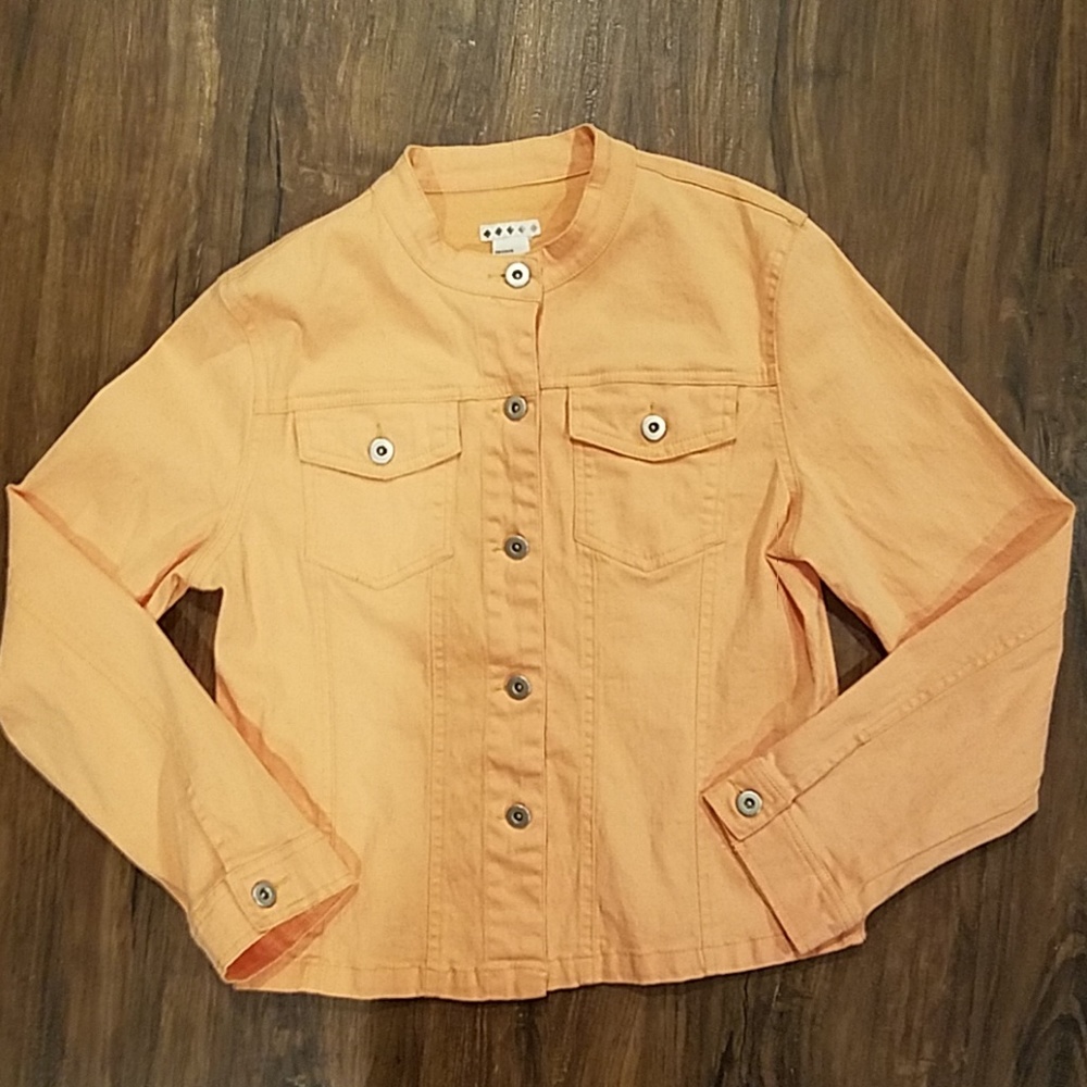 🌺SOLD Lightweight Tangerine Cotton Blend Jacket